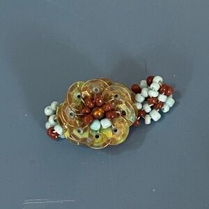 Beaded Ring in Blue and Brown